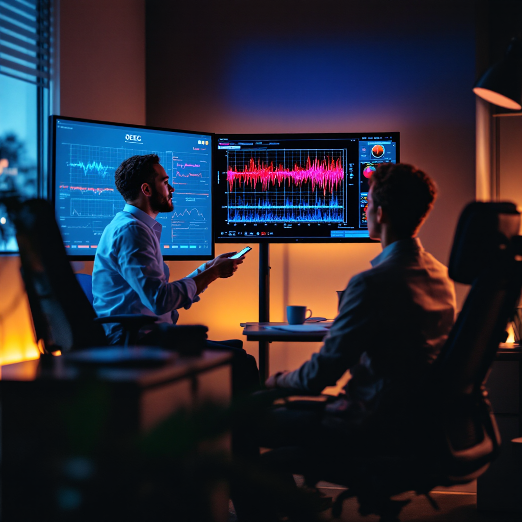 Clinician reviewing functional brain mapping data