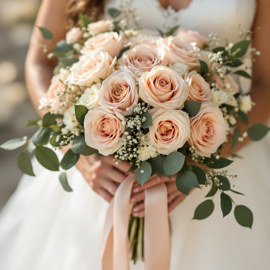 Blush and cream bridal bouquet
