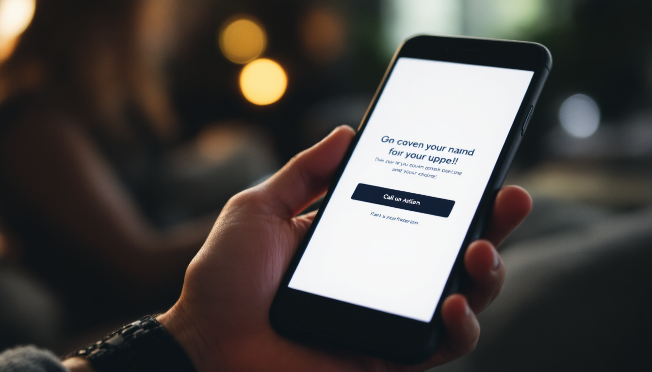 A landing page on a phone