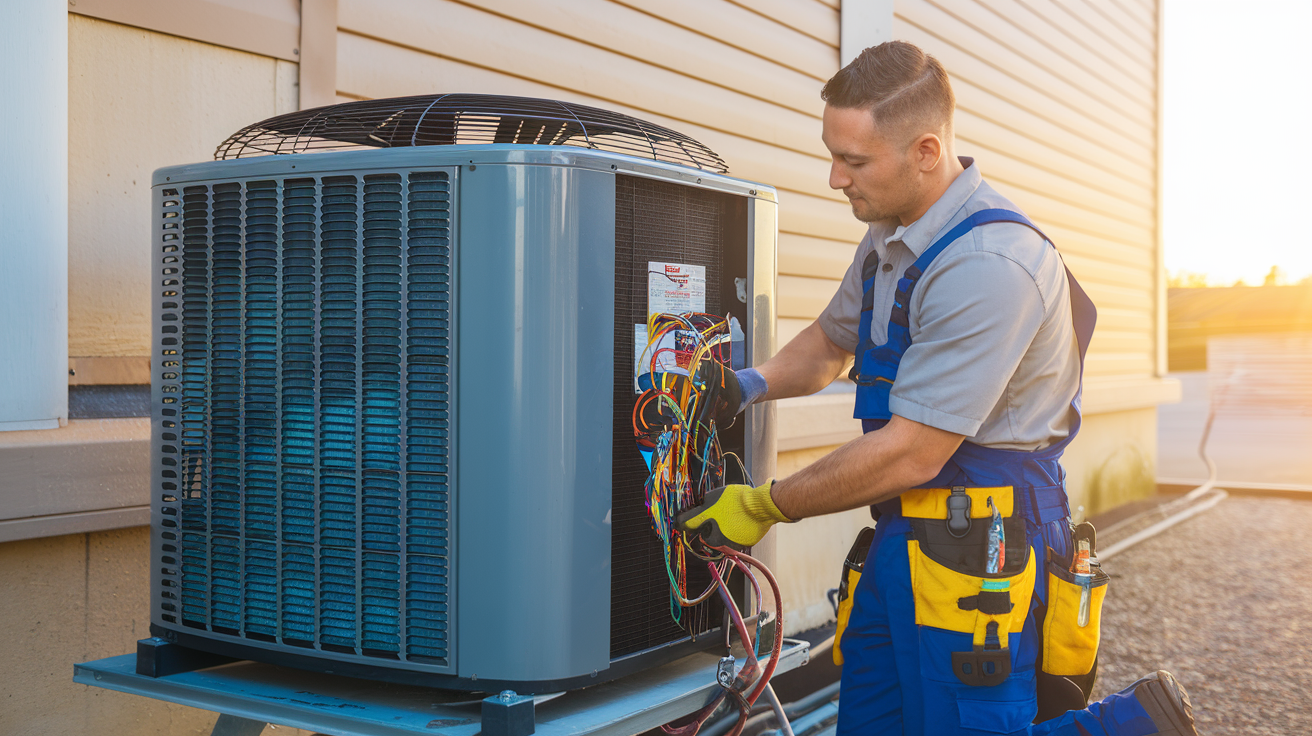 HVAC technician servicing a unit