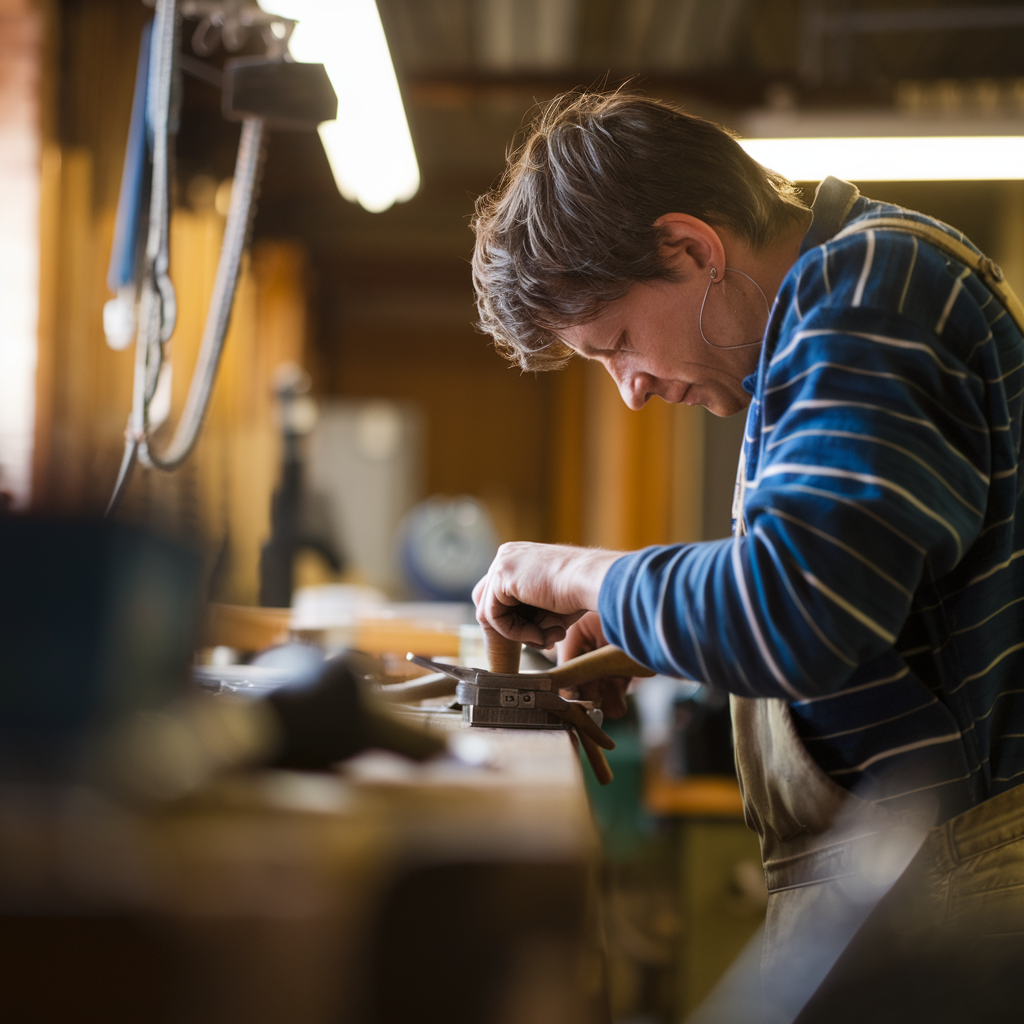 A tradesperson at work in their workshop