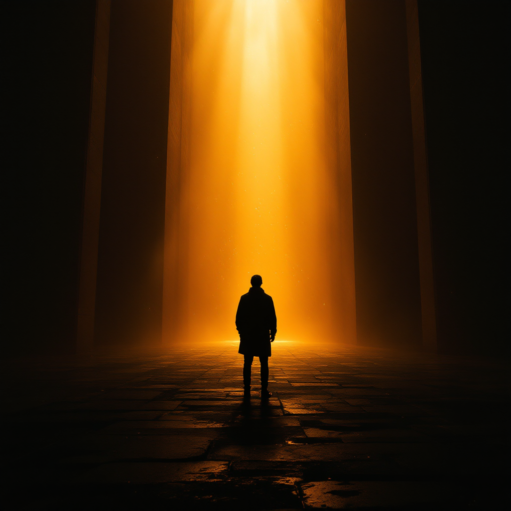 Person at threshold of light