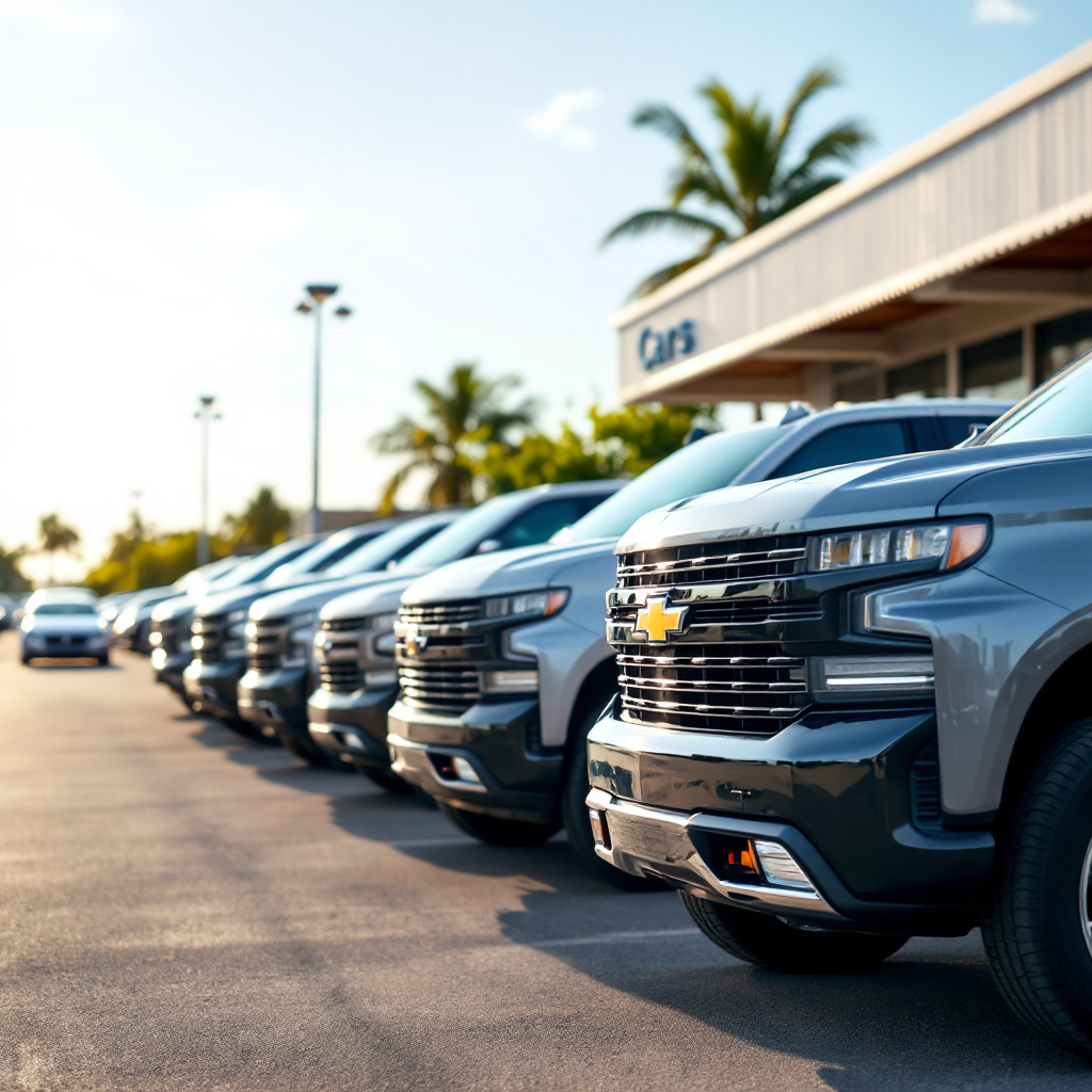 Selection of pickup trucks and SUVs at Executive Auto Group
