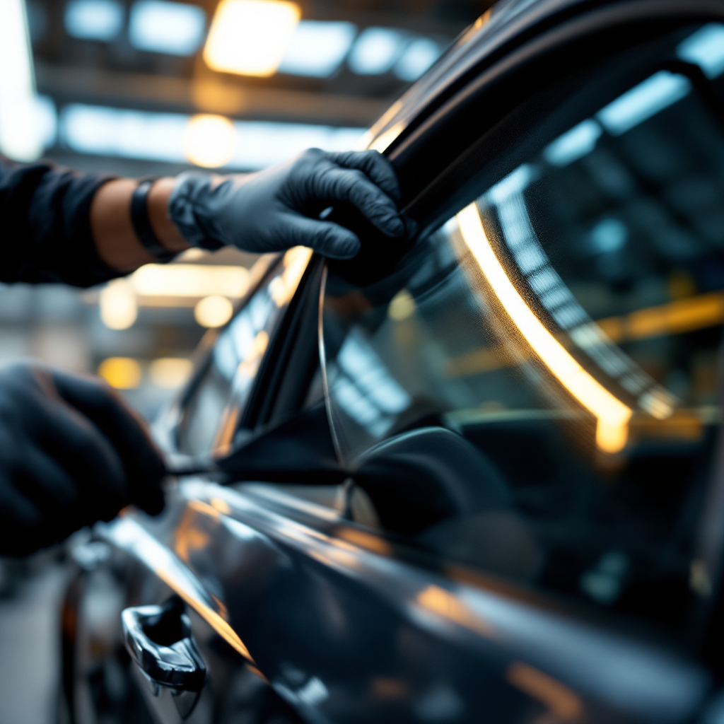 Window tinting film application on a vehicle