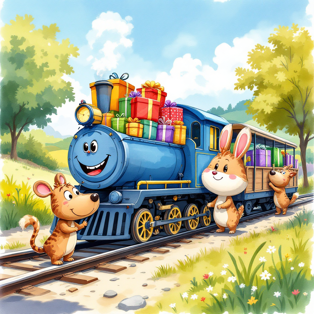 Toby loads colorful packages