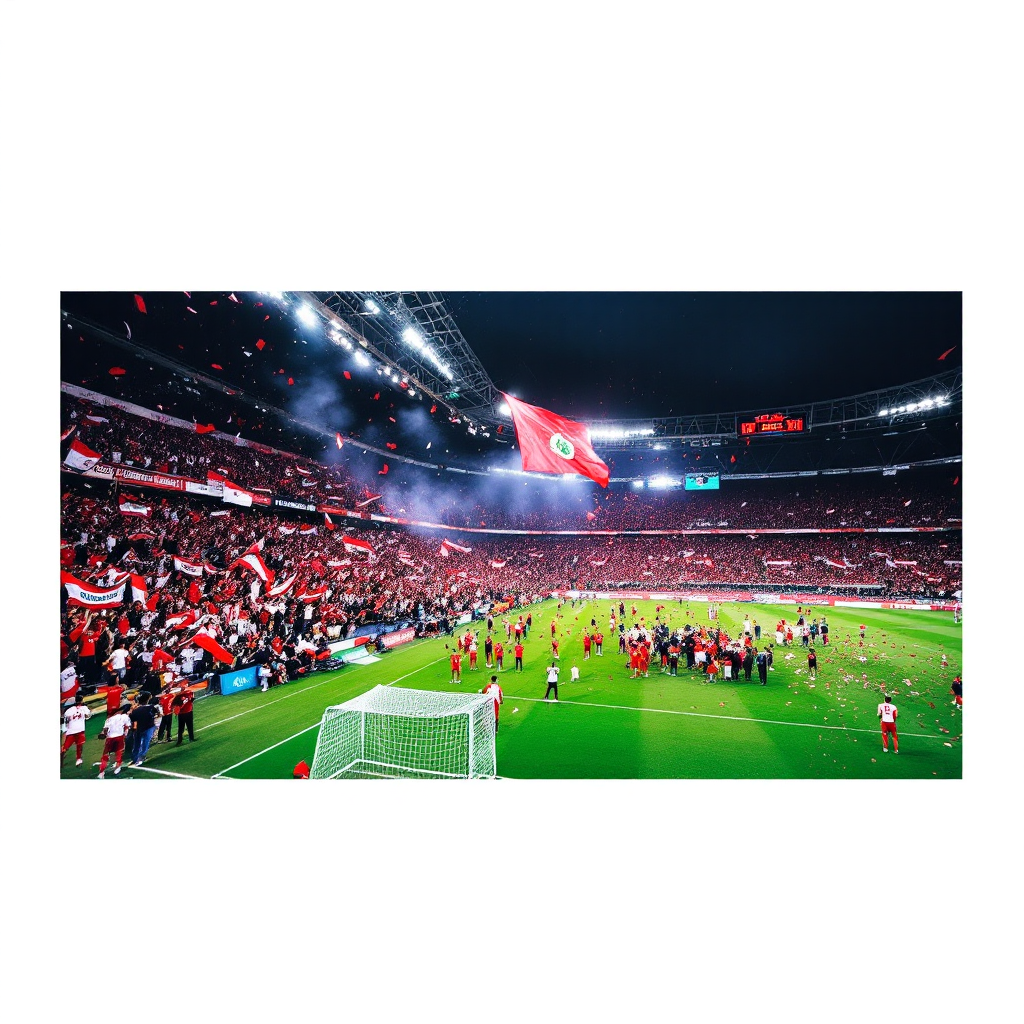جماهير الوداد الرياضي في الملعب بالأحمر والأبيض