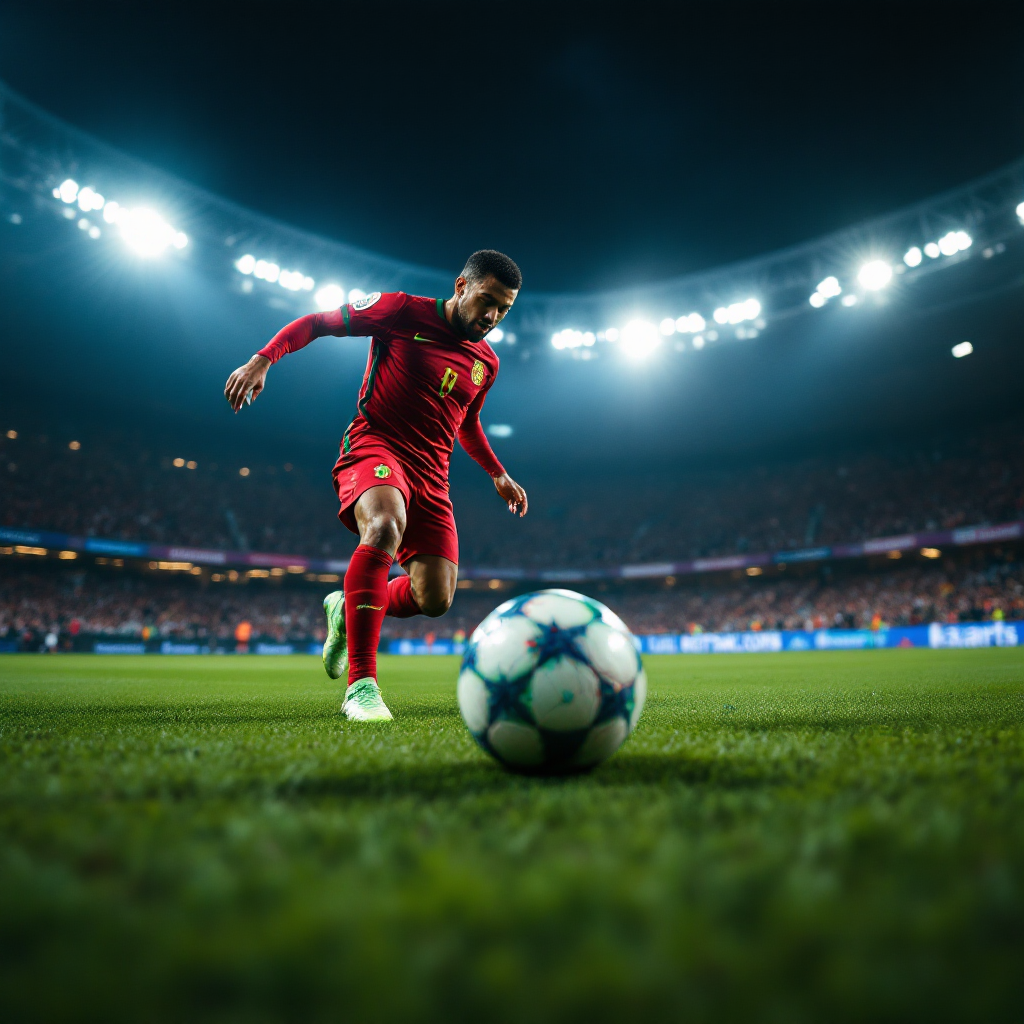 لاعب كرة قدم مغربي في الملعب