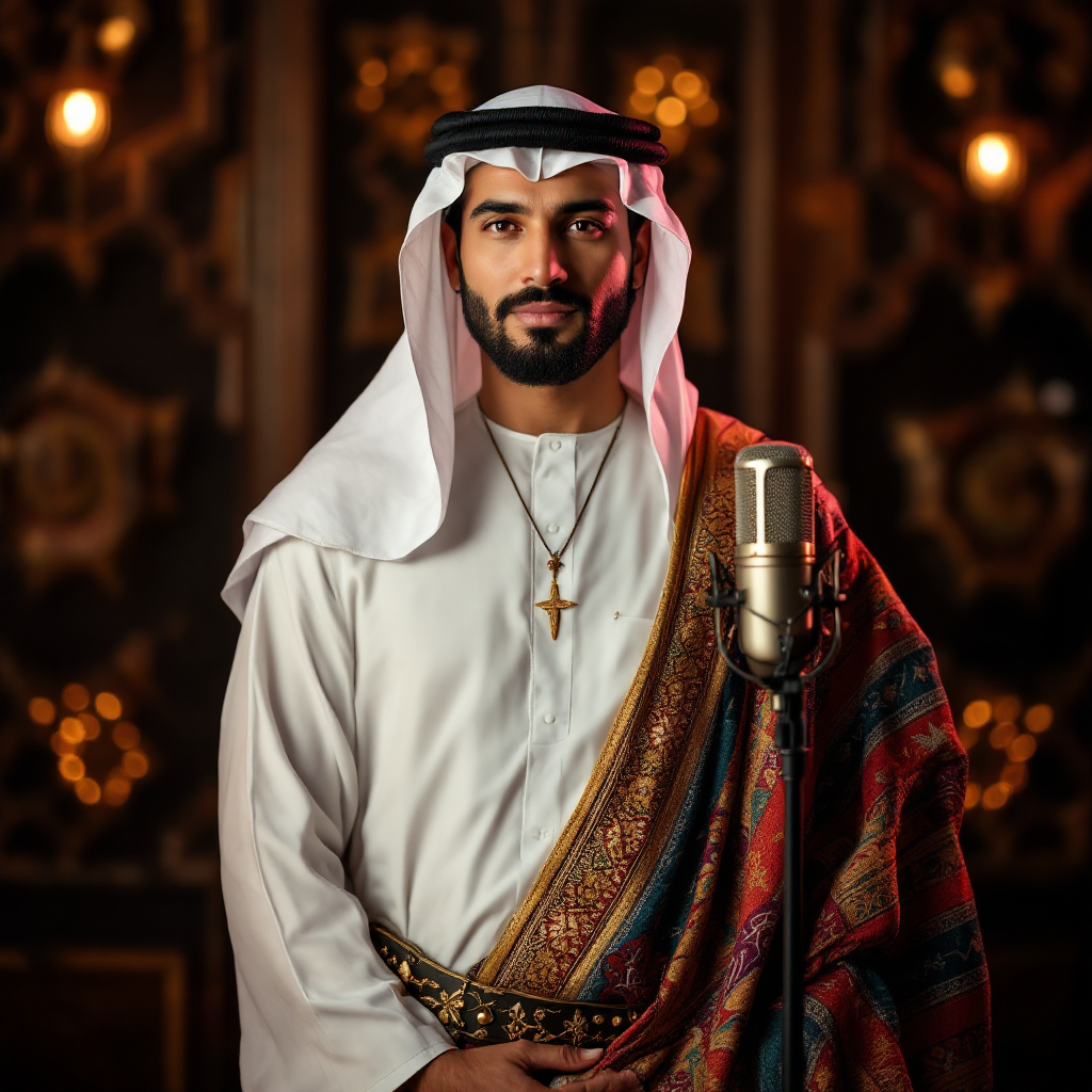 المنشد عبيد الدوعني بالزي اليمني التقليدي