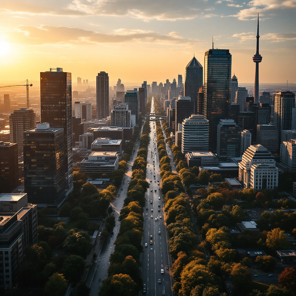 Toronto North York skyline at golden hour