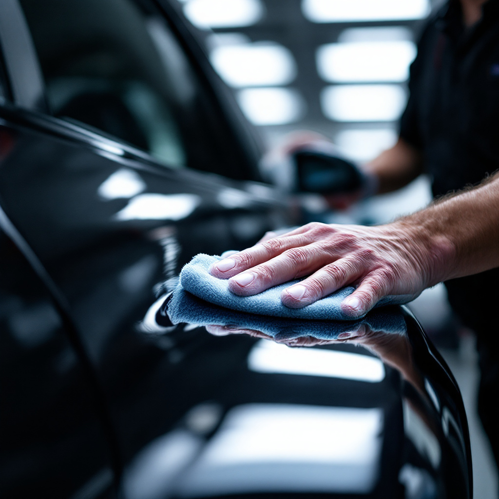 Professional detailer working on a fleet vehicle