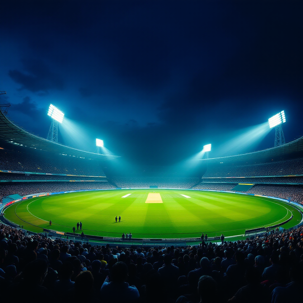 Cricket stadium at night