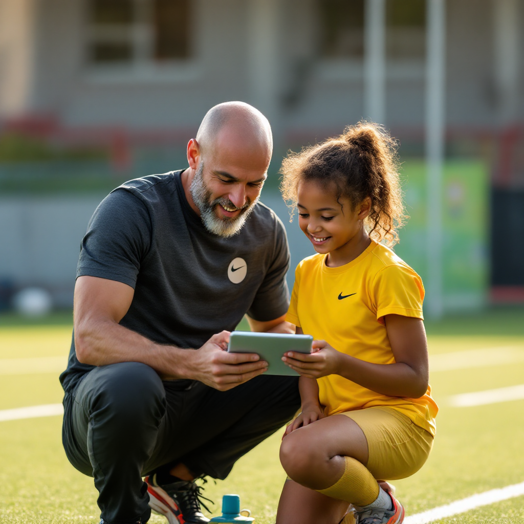 Coach reviewing technique with athlete