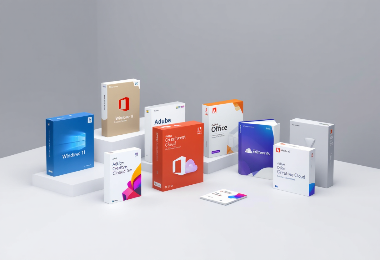 Genuine software product keys collection featuring Windows, Office, Adobe, and Antivirus licenses available at NSP Digital Technology