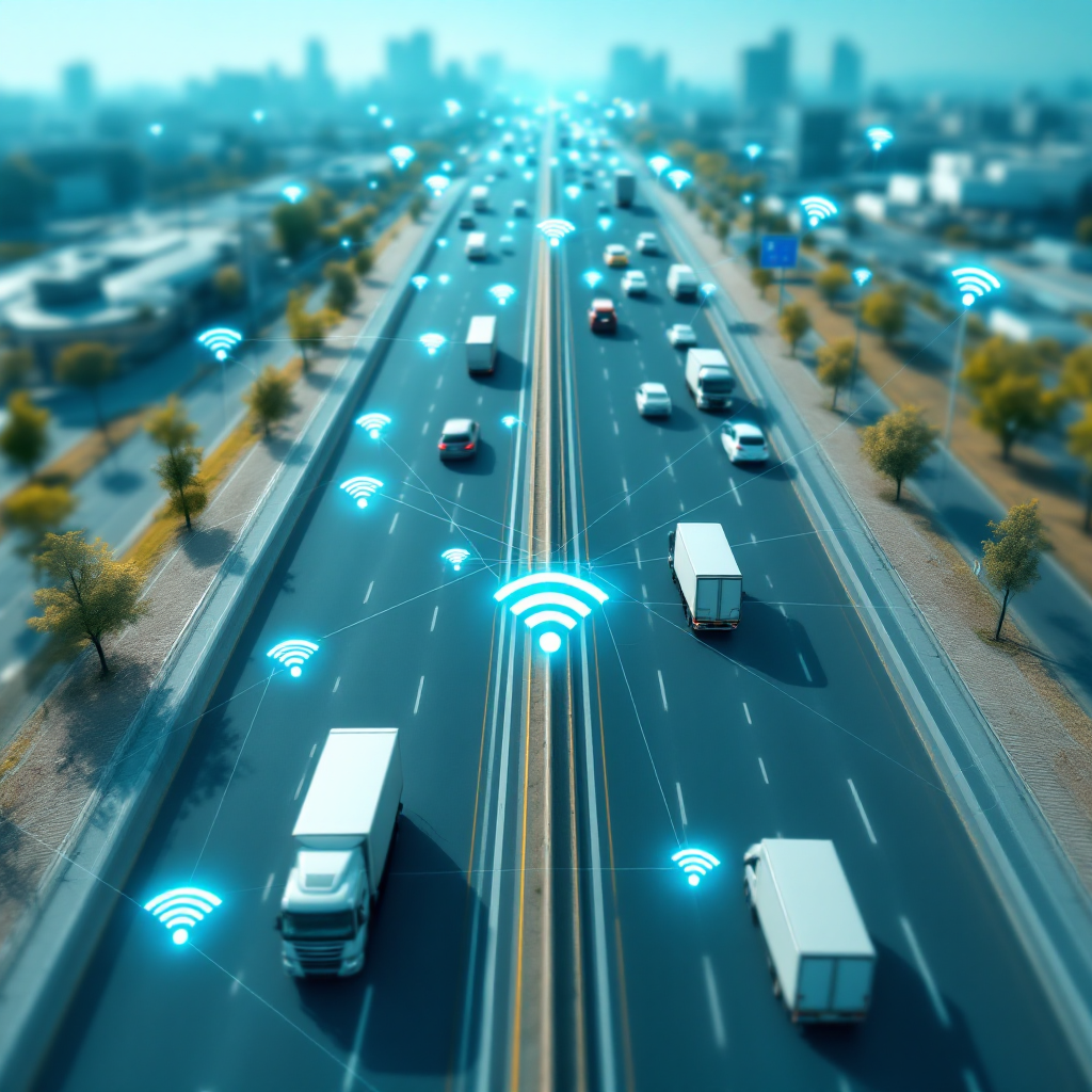 Connected fleet on highway