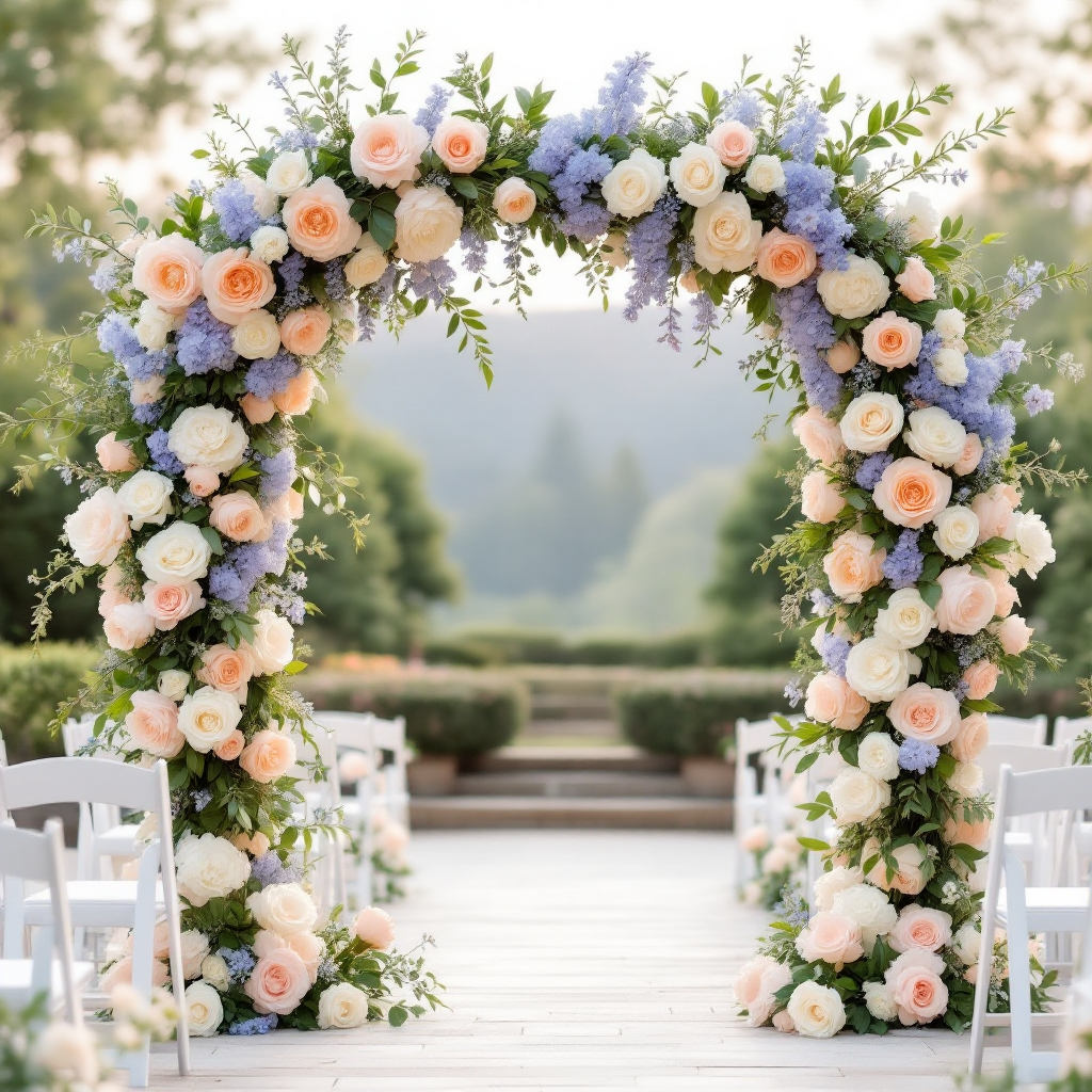 Pastel floral ceremony arch