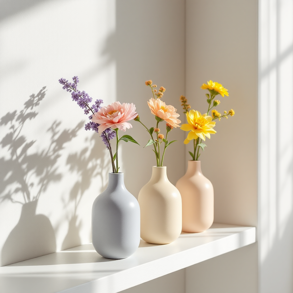 Pastel bud vase trio