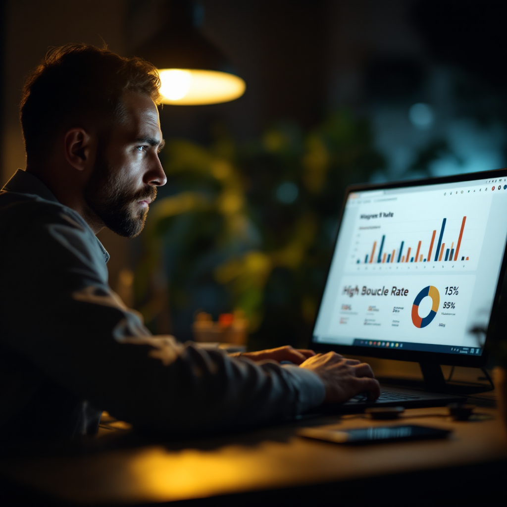 Frustrated business owner with poor landing page