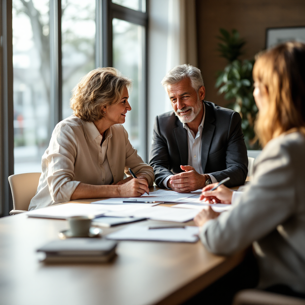 Clients meeting with their financial advisor