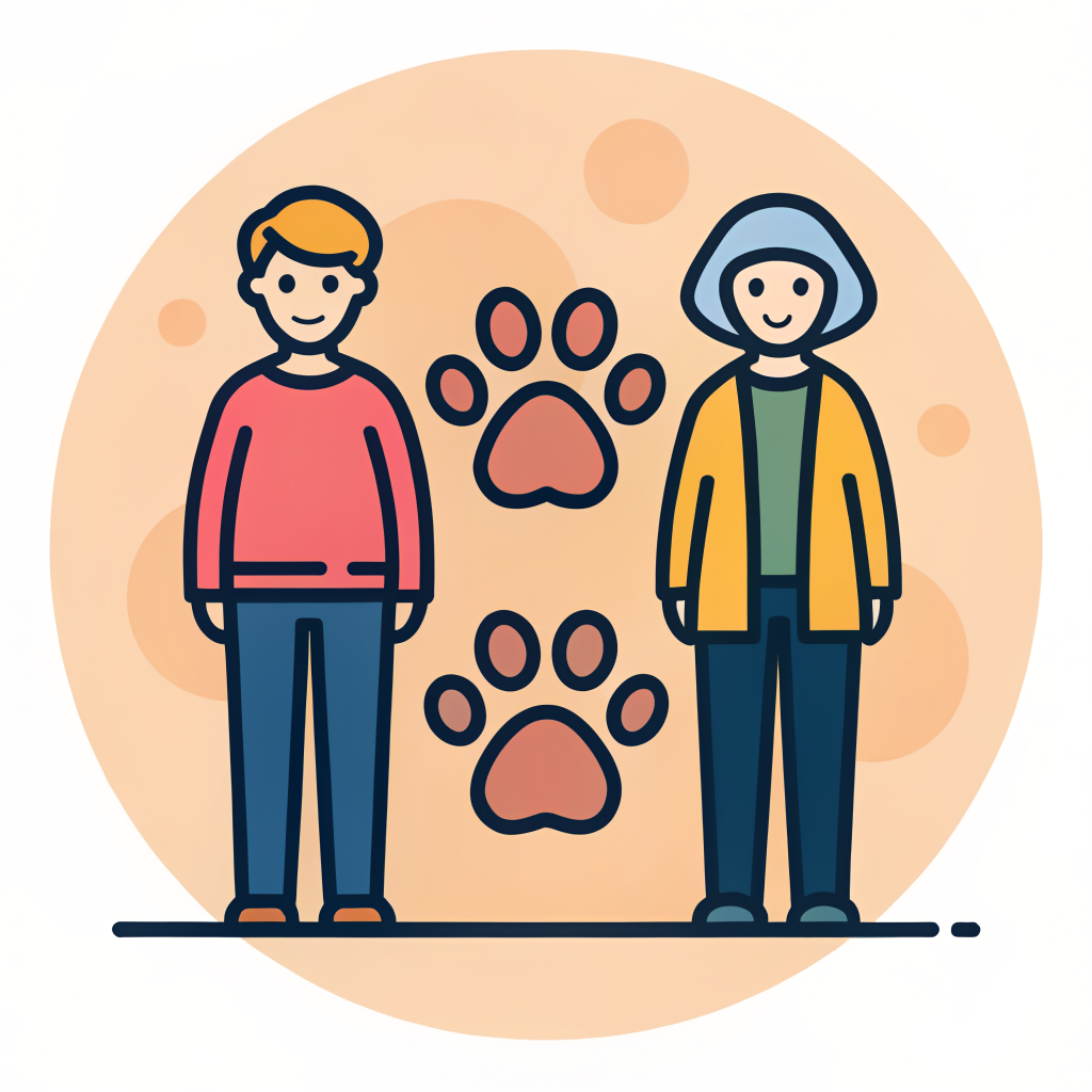 Co-parenting icon showing two people sharing pet care