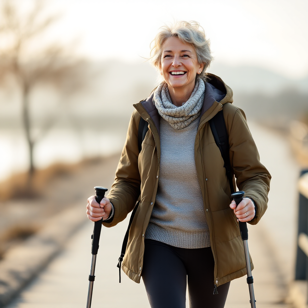 Relieving neck and shoulder pain with Nordic walking