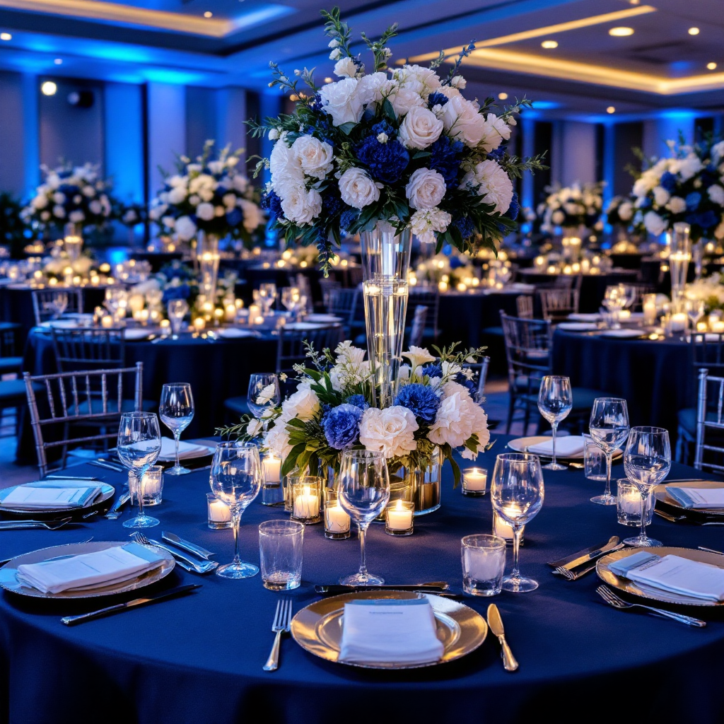 Corporate gala with blue florals