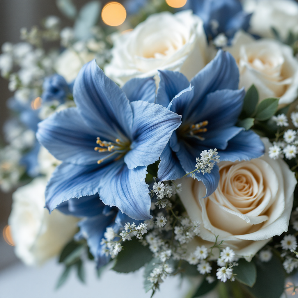 Dusty blue floral detail