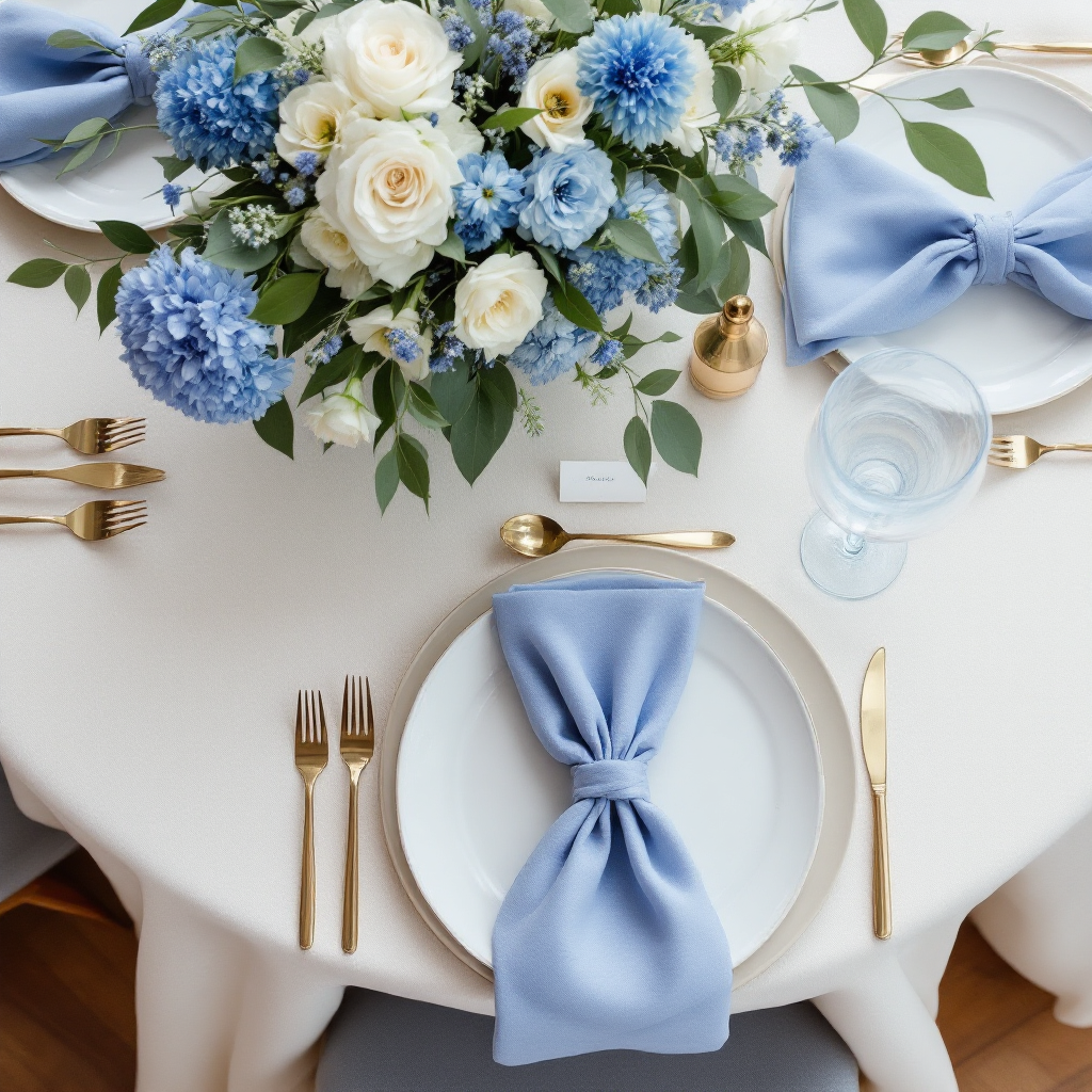 Blue and white table detail