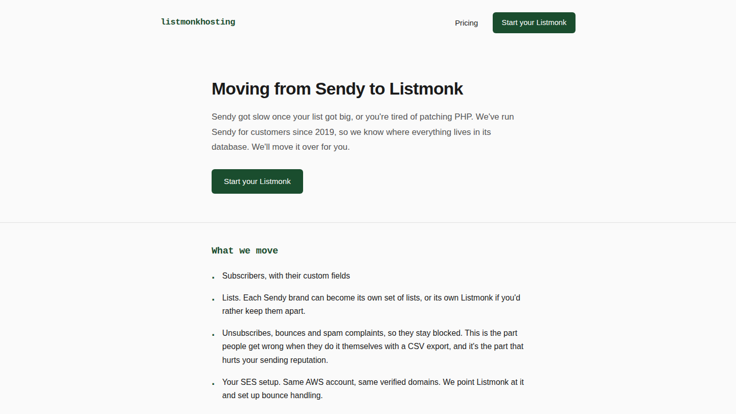 Preview of Moving from Sendy to Listmonk